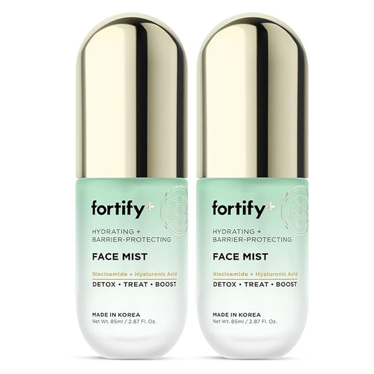 Fortify 9-in-1 Hydrating Face Mist with Hyaluronic Acid & Aloe - Dermatologist Tested, Anti-Aging, Fragrance-Free, Cruelty-Free - For All Skin Types - Made in Korea - 85ML/2.87Oz - 2 Pack