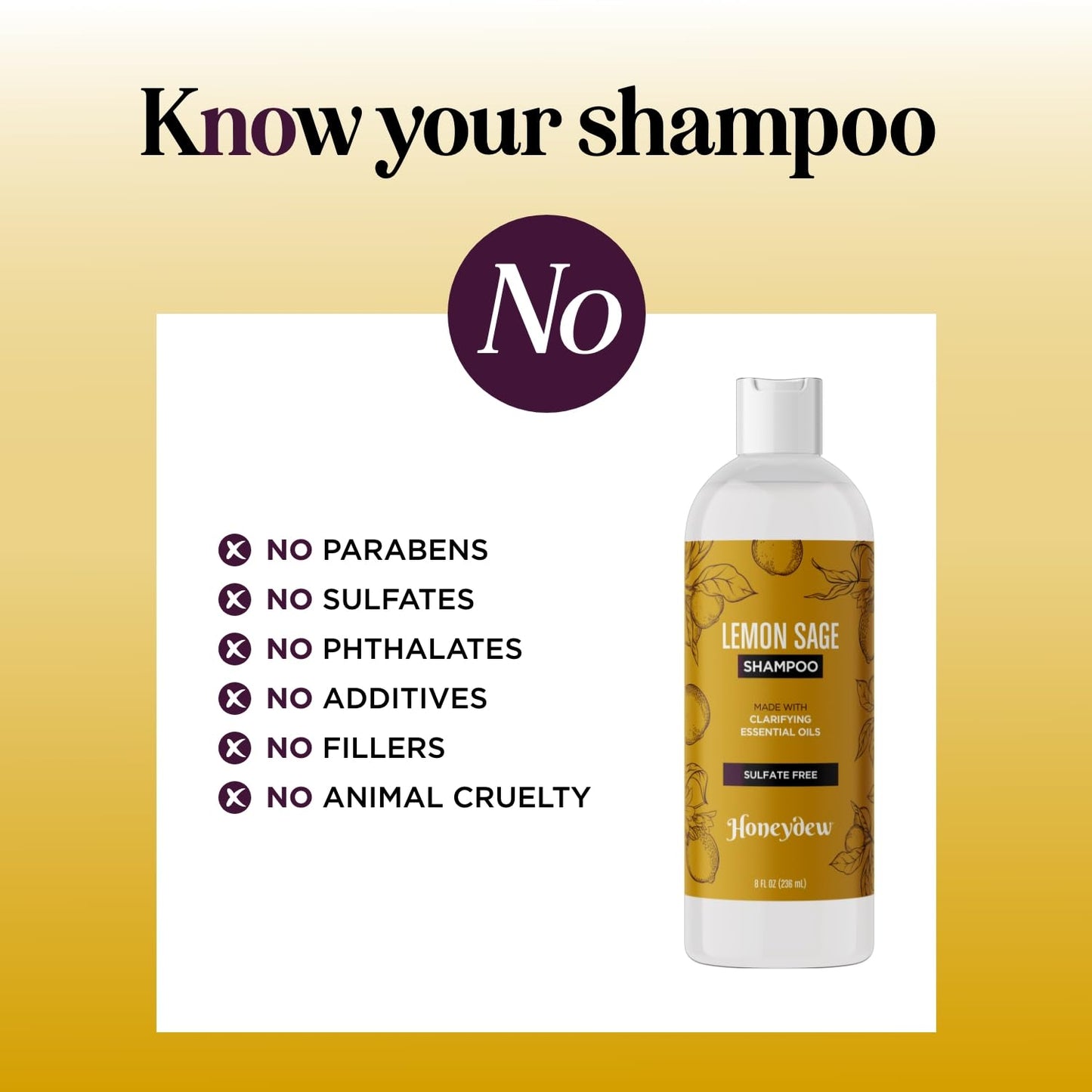 Lemon Sage Shampoo for Oily Hair - Sulfate Free Clarifying Shampoo for Build Up with Lemon Sage Keratin and Tea Tree Oil for Hair and Scalp Care - Deep Cleansing Rosemary Shampoo for Men and Women