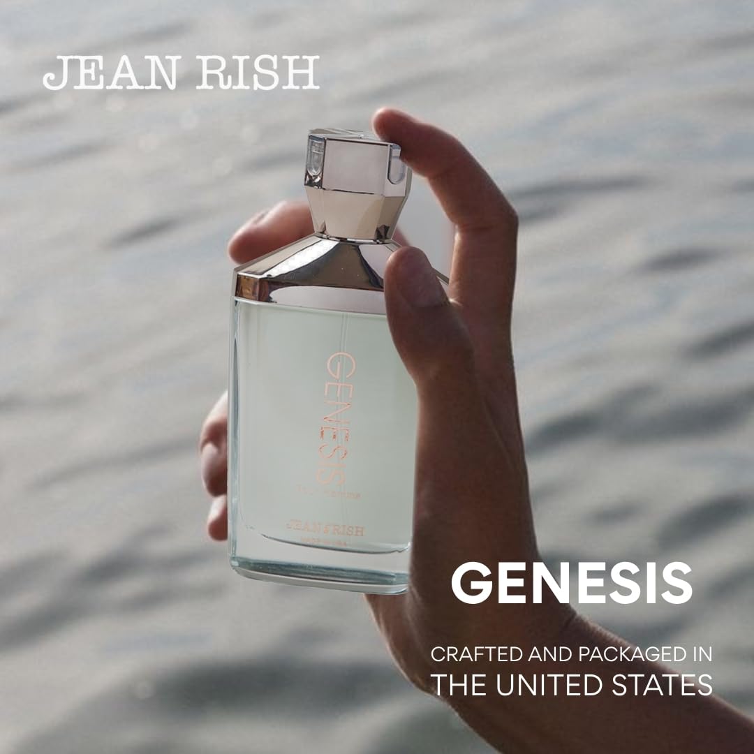 Jean Rish Genesis Pour Homme Eau De Toilette Perfume for Men (3.4 Fl Oz / 100ml) with Lemon, Woody & Lavender Notes - Long Lasting and Luxury Fragrance, Made in USA