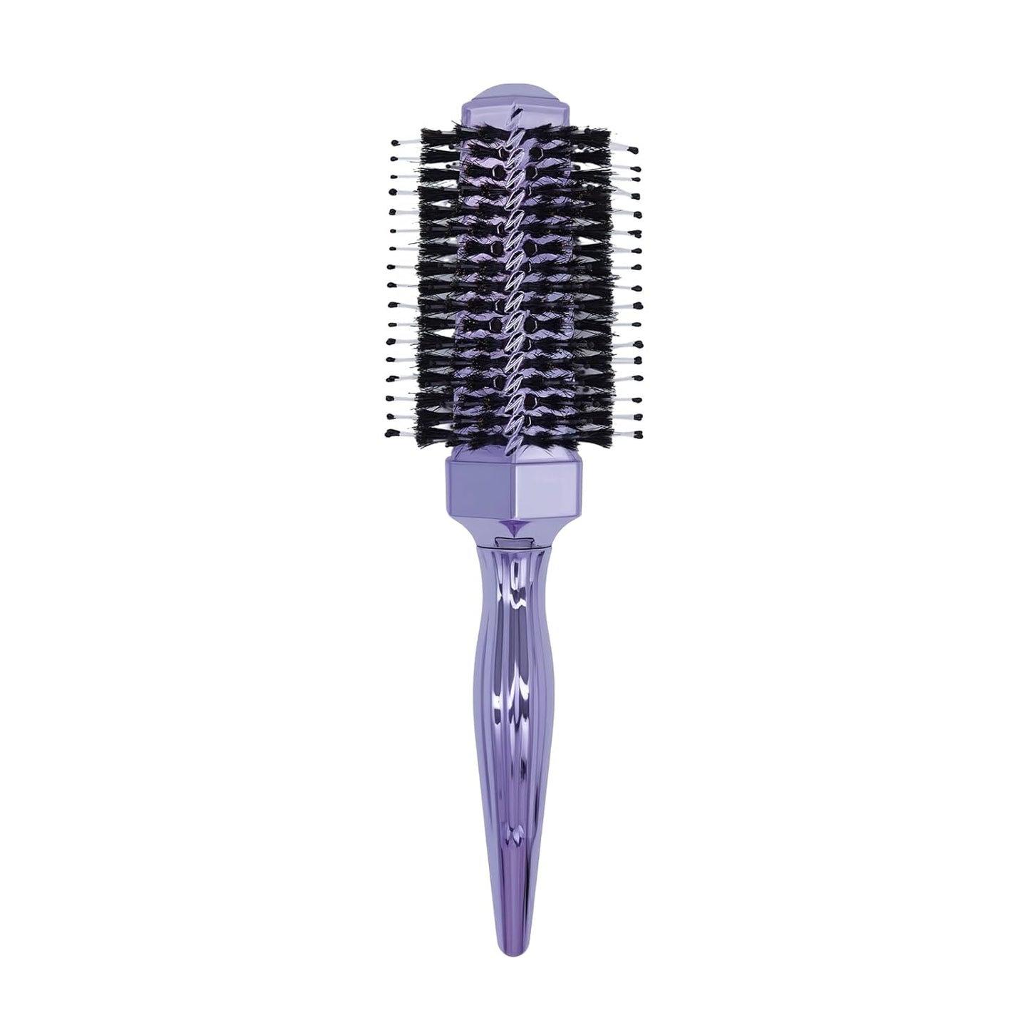Round Hair Brush with Wild Boar Bristles – Specialized for Blowouts & Styling at Home or Salon, Suitable for All Hair Types.Purple