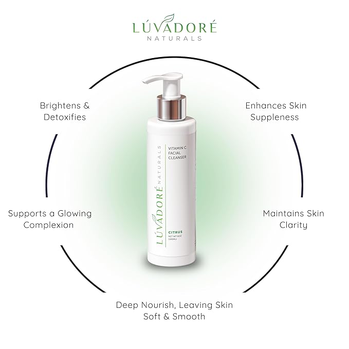 Vitamin C Facial Cleanser – Brightening Face Cleanser with Organic Olive Oil, MSM, Botanical Extracts – Gentle and Hydrating Face Wash for Uneven Skin Tone, Fine Lines, Wrinkles