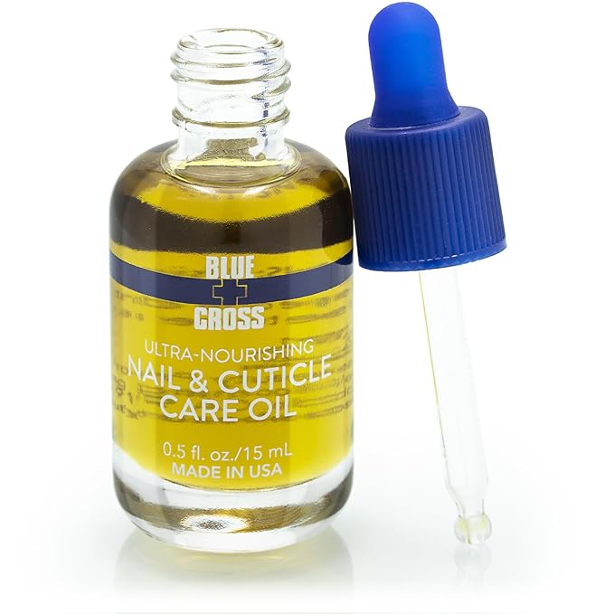 Blue Cross Cuticle Remover Cream 1oz + Professional Nail Care Oil for Dry Damaged Cuticles 1oz, 2 Pack Gift Set, Made in USA
