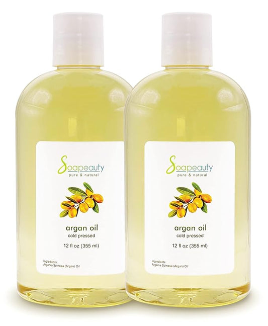 Soapeauty Cold Pressed Refined ARGAN OIL | 100% Natural & Pure | Carrier for Essential Oils, Argan Oil for Skin, Argan Oil for Hair Growth & Moisturizer | 24 fl oz (2 * 12 fl oz)