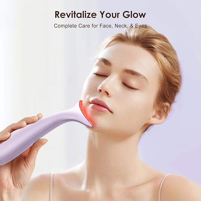 Facial and Neck Massager for Face, Neck - Skin Lifting & Firming - Wrinkle & Dark Circle Reducer - at Home Skin Care Face Sculpting Tool and Neck Massager-Pastel Purple