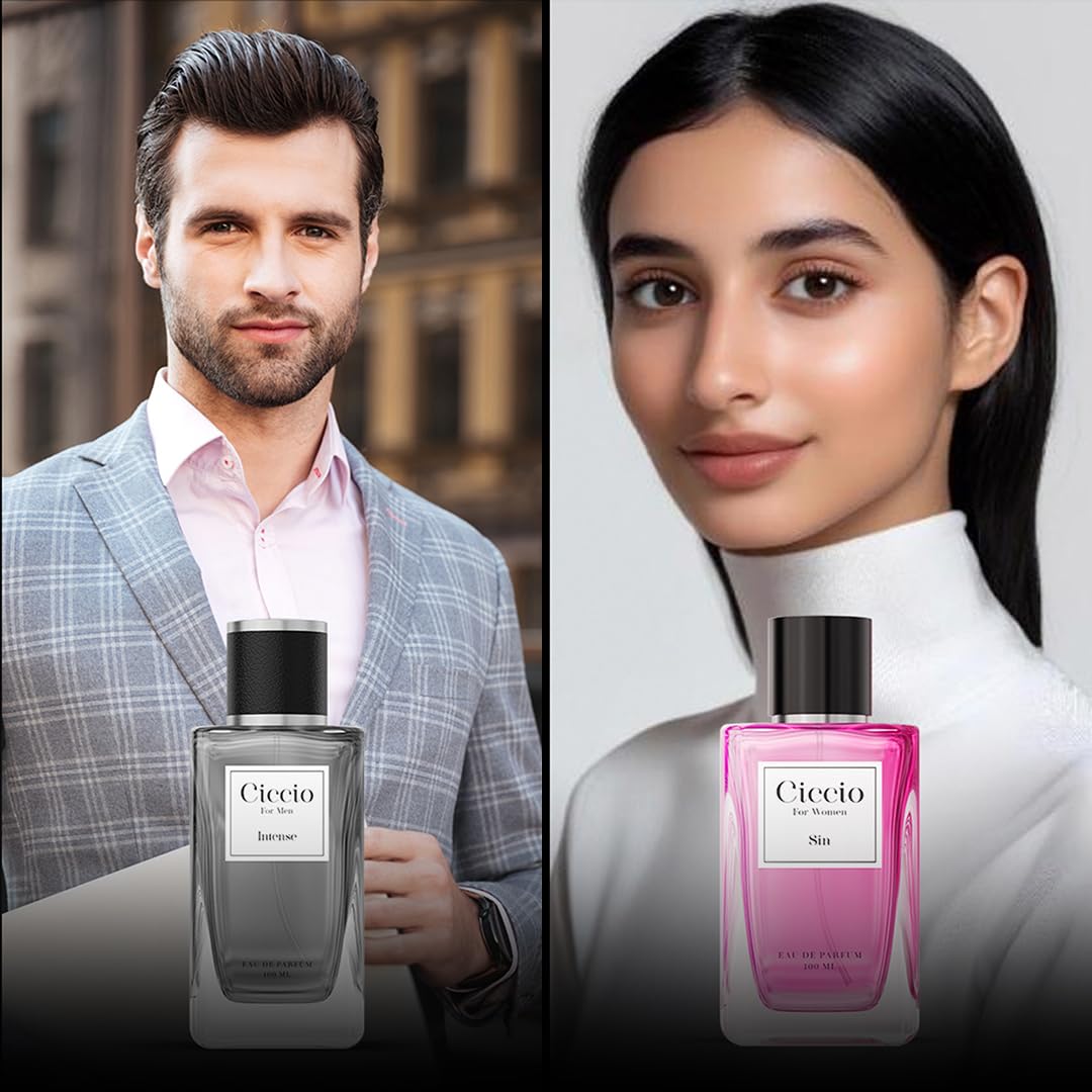 CICCIO Intense & Sin Eau De Parfum Gift Set – 2 x 100ml | Unisex Luxury Fragrance with Amber, Citrus & Vanilla Notes | Long-Lasting Summer Perfume for Men & Women | Premium Gift Set