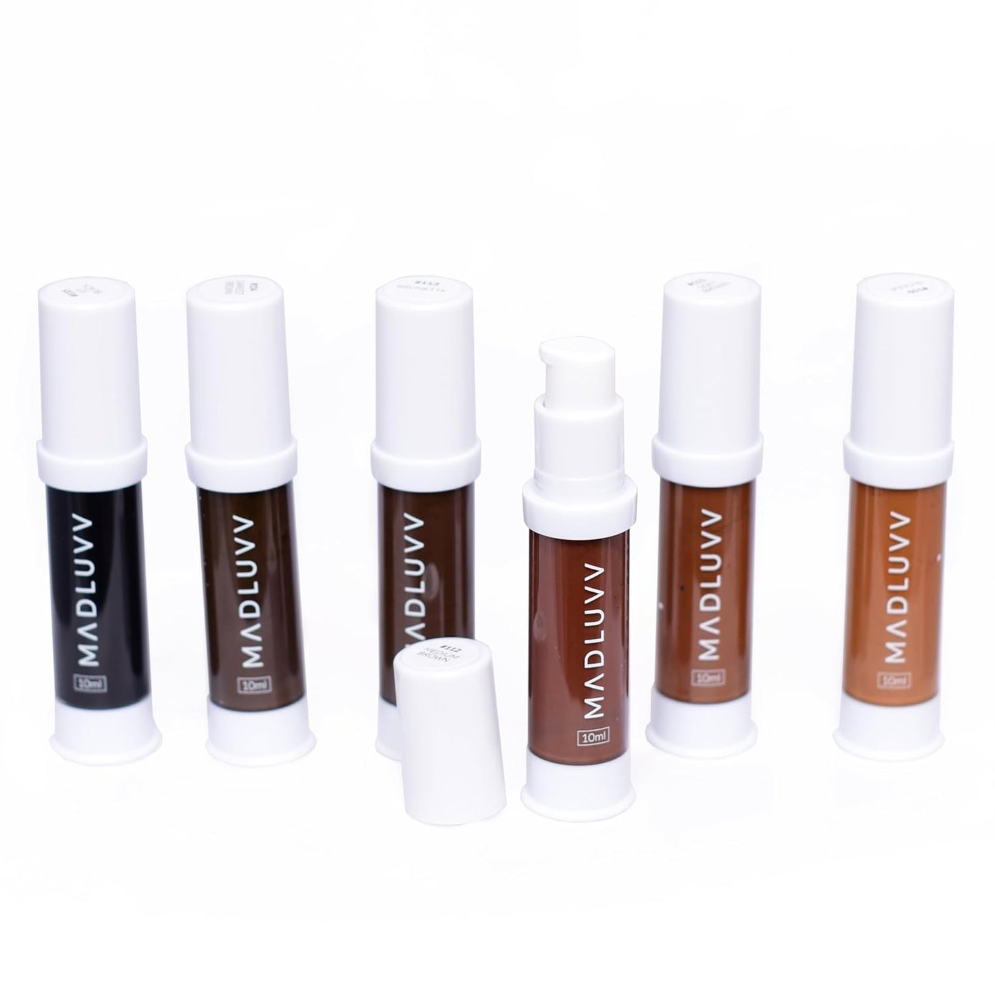 MADLUVV Professional Makeup Pigment for PMU Brow Artistry, Made in the USA, Vegan, Cruelty-free, Non-Toxic, Gel Consistency & High Retention - Essential Set / 6 Pigment Colors