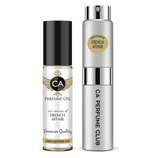 CA Perfume Duo Impression of French Affair For Women And Men Perfume Layering Set Long Lasting Travel Size EDP + Body Oil Roll-On Bottle 0.27 Fl Oz+0.33 Fl Oz