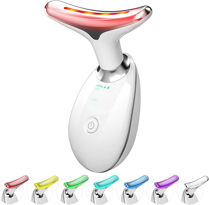 Facial Massager, Red-Light-Therapy-for-Face and Neck, Red Light Therapy Wand, 7 Color Led Face Neck Sculpting Tool for Skin Care