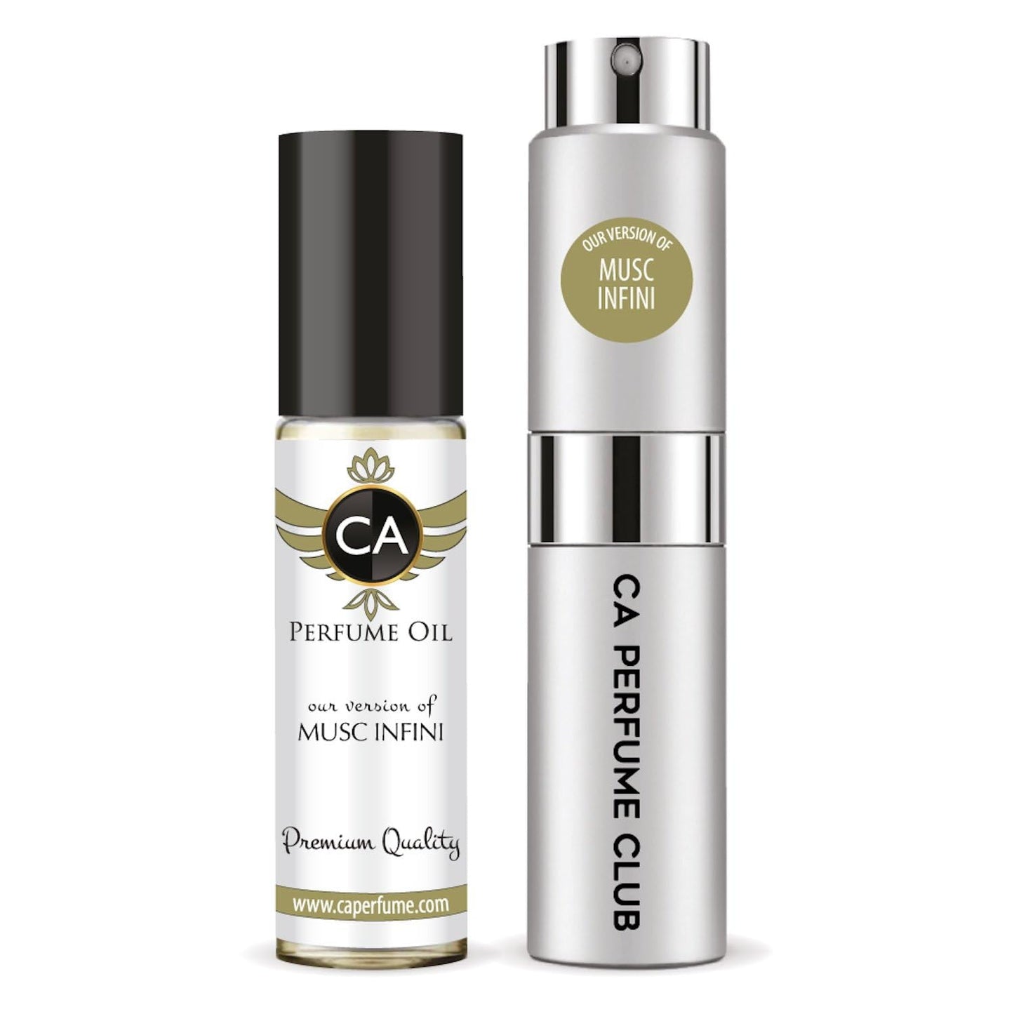 CA Perfume Duo Impression of Musc Infini For Women And Men Perfume Layering Set Long Lasting Travel Size EDP + Body Oil Roll-On Bottle 0.27 Fl Oz+0.33 Fl Oz