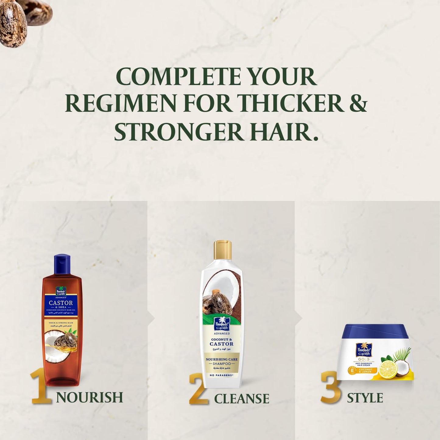 Parachute Advansed Castor Shampoo for Women & Men | Tames & Nourishes Frizzy Hair|11.4 Fl oz | Pack of 3