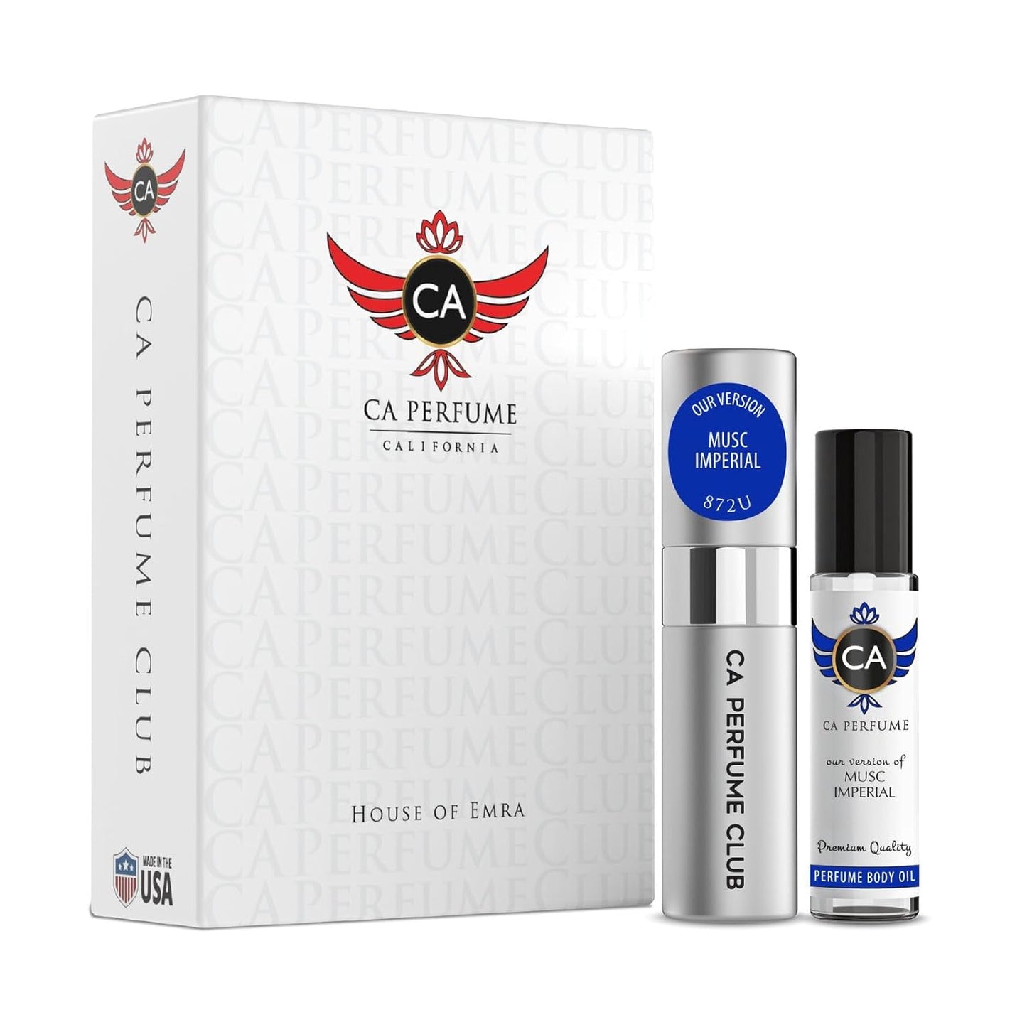 CA Perfume Duo Impression of Musc Imperial For Women And Men Perfume Layering Set Long Lasting Travel Size EDP + Body Oil Roll-On Bottle 0.27 Fl Oz+0.33 Fl Oz