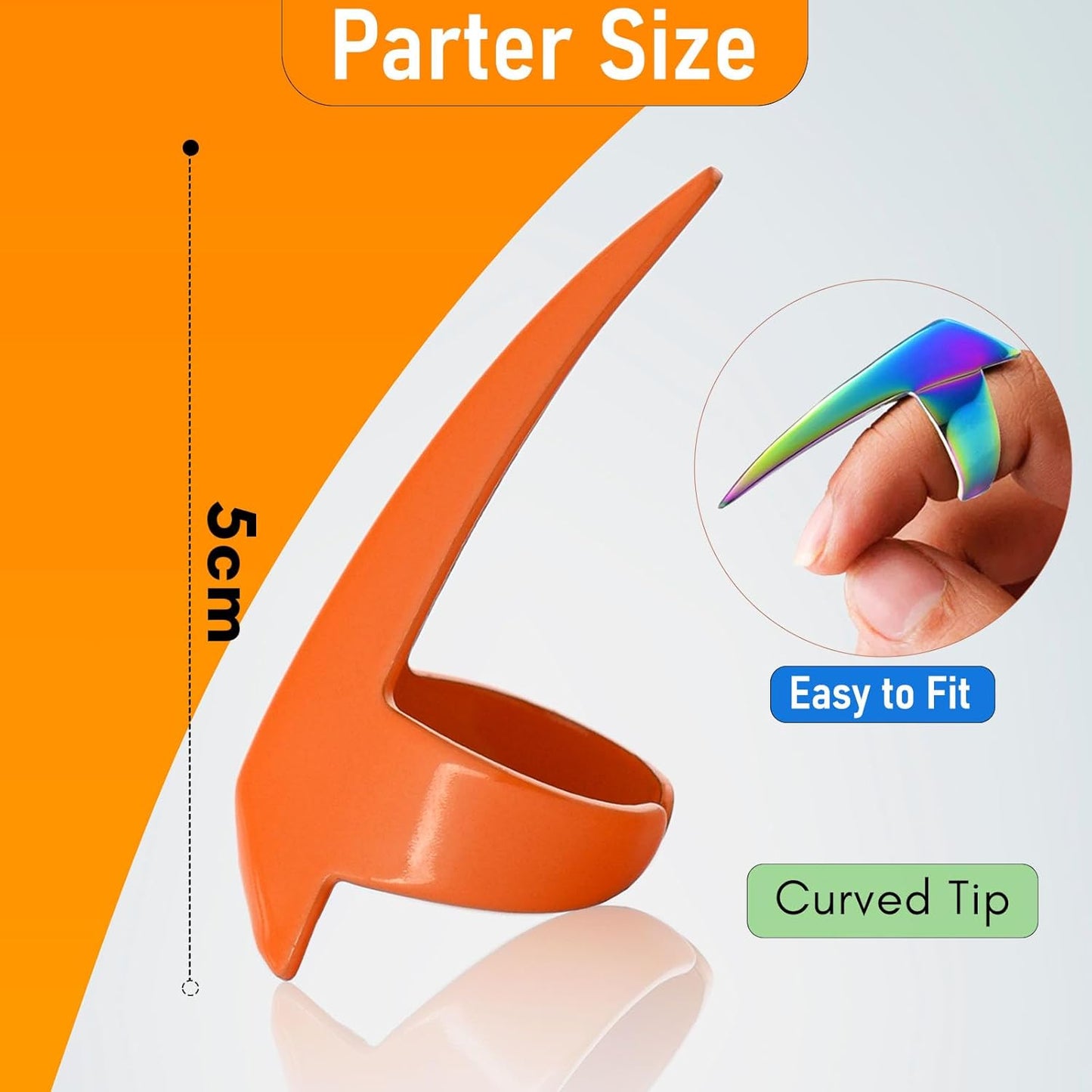 Hair Parting & Sectioning Rings - Stainless Steel Finger Braiding Hair Pick Tools for Durable Dreadlocks Wig, Curling Quick Installation of Remy Human Hair Extensions Hair Styling Tools (1pc, Orange)