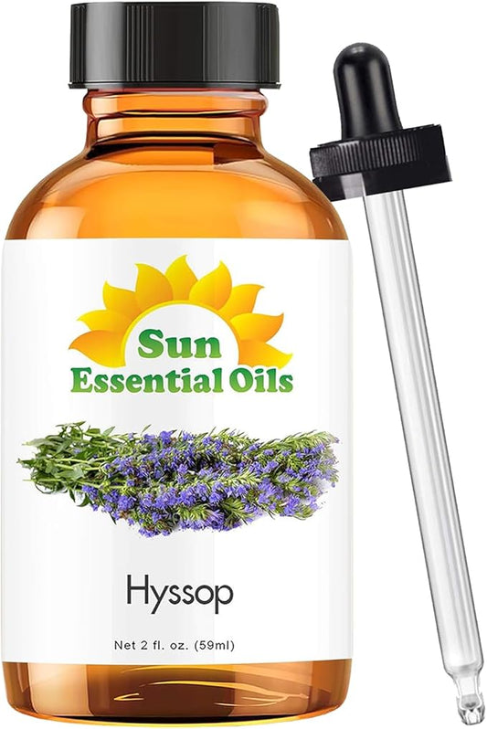 Sun Essential Oils Aromatherapy Pure Hyssop Essential Oil – 2 Fluid Ounces