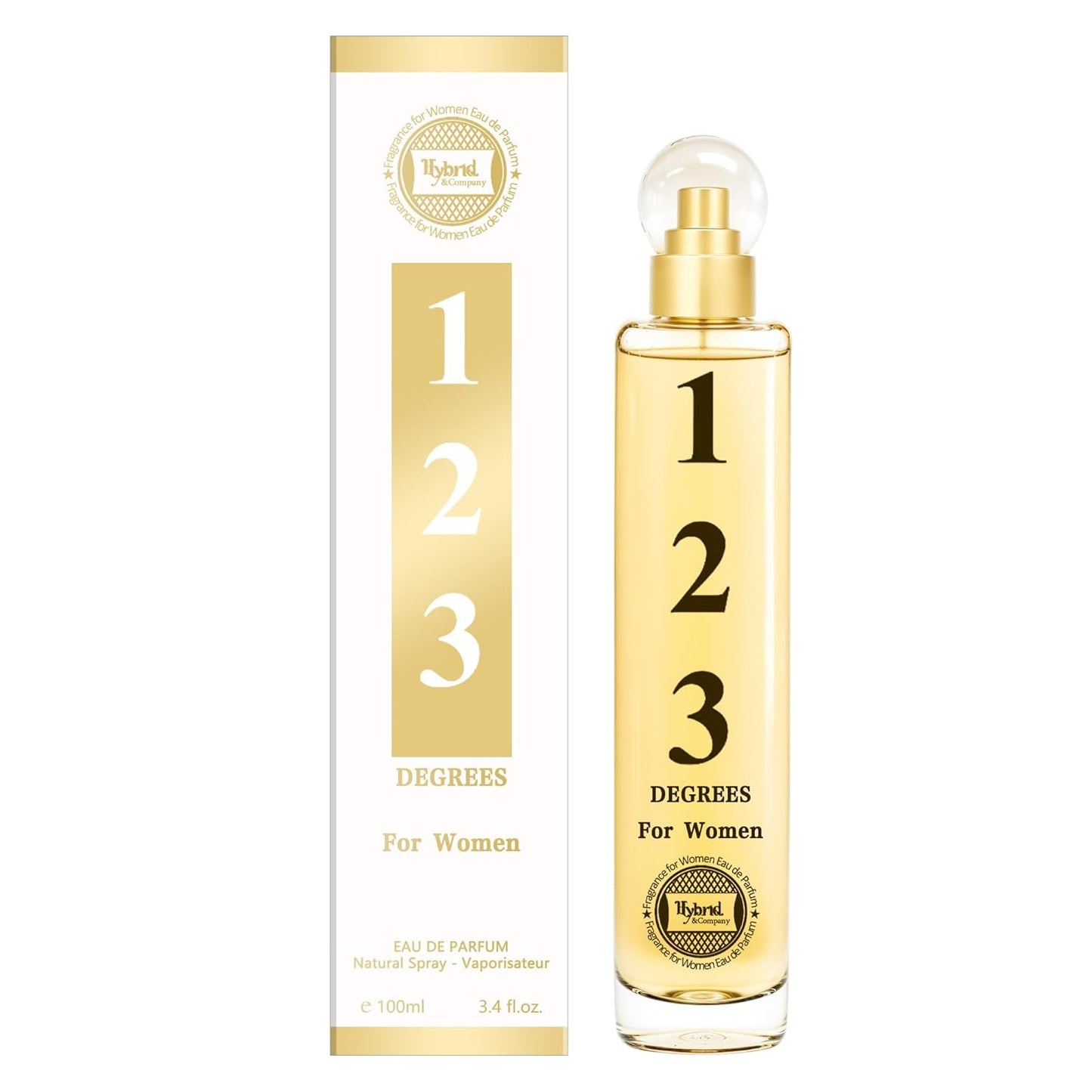 Hybrid & Company 123 Degrees For Women Eau De Parfum Natural Spray Vaporisateur 3.4 FL.OZ