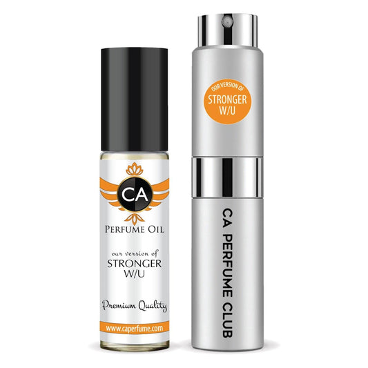 CA Perfume Duo Impression of Stronger W/U For Men Perfume Layering Set Mens Cologne Long Lasting Travel Size EDP + Body Oil Roll-On Bottle 0.27 Fl Oz+0.33 Fl Oz