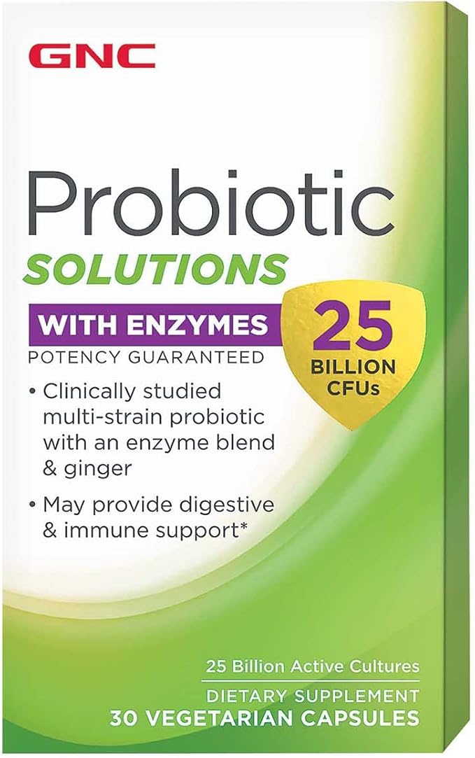 GNC Probiotic Solutions with Enzymes 25 Billion 30 Capsules,