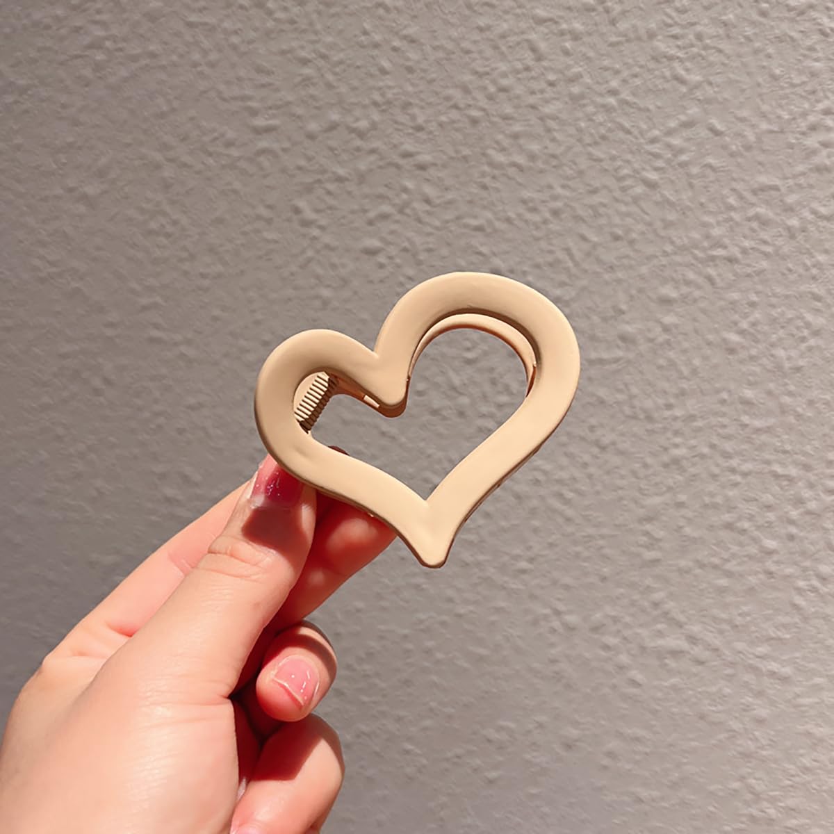 3Pcs Cute Medium Matte Acrylic Hair Claw Clips - Love Heart Jaw Clips for Women, Valentine's Day Party Hair Styling Accessories (Black, Coffee, Brown)