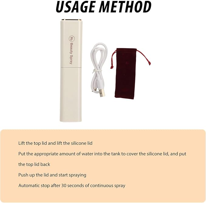 Nano Facial12ml White Mini Face Humidifier, Portable USB Rechargeable Face Humidifier for Hydration Skin Care