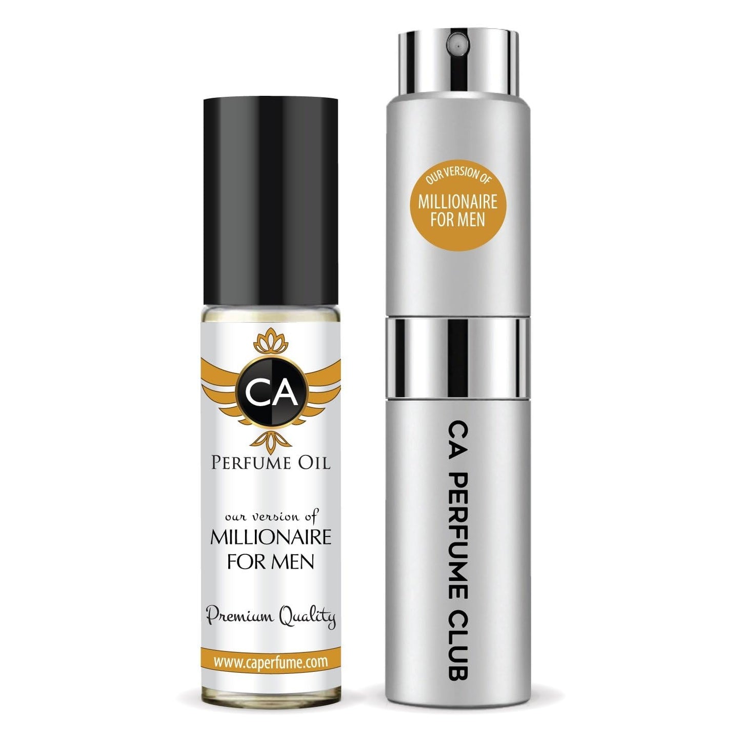 CA Perfume Duo Impression of Millionaire For Men Perfume Layering Set Mens Cologne Long Lasting Travel Size EDP + Body Oil Roll-On Bottle 0.27 Fl Oz+0.33 Fl Oz