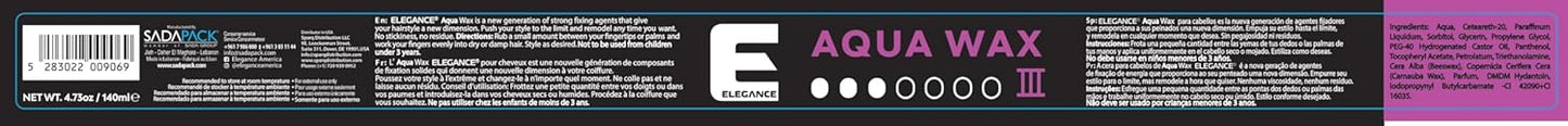 E Elegance Hair Products - Aqua Hair Styling Wax - III Strength – Strong Hold, High Shine, Wet Look, Purple/4.73 oz