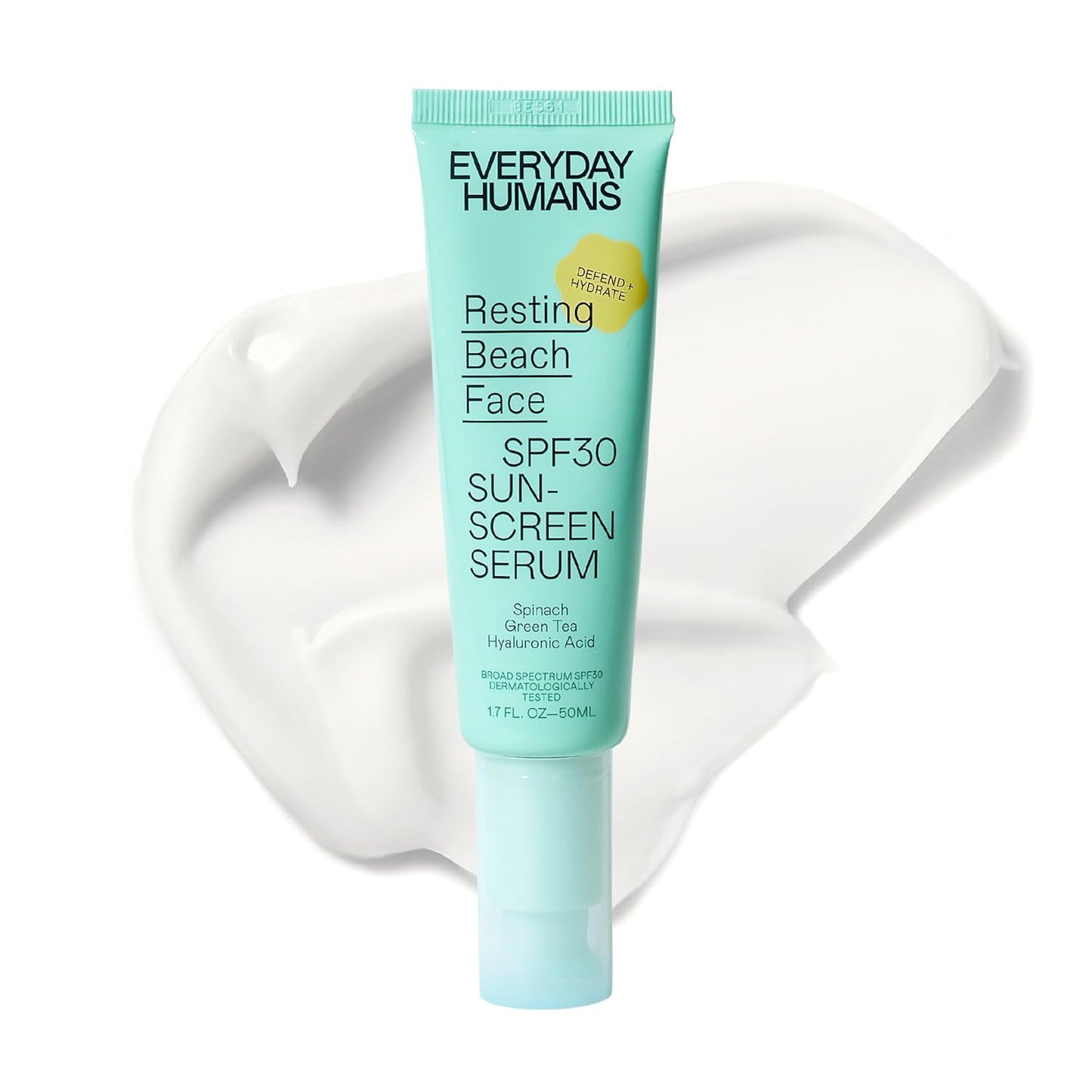 Everyday Humans SPF30 Resting Beach Face Sunscreen Serum for Women, 1.7oz PA +++ | Sheer, Light Glow Finish with Hyaluronic Acid | Make-Up Primer Face SPF Moisturizer For All Skin Types