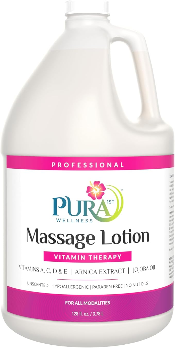 PURA Vitamin Therapy Massage Lotion, Massage Lotion Therapy Professional Deep Tissue Therapy, Pura Wellness Vitamin Therapy Lotion Unscented Lotion for Physical Therapy and Recovery, 128oz
