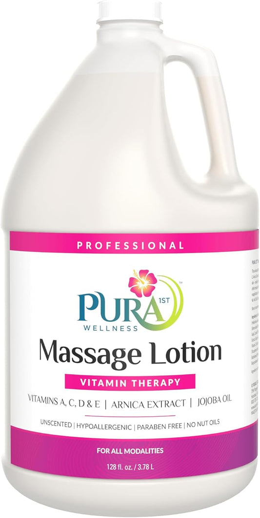 PURA Vitamin Therapy Massage Lotion, Massage Lotion Therapy Professional Deep Tissue Therapy, Pura Wellness Vitamin Therapy Lotion Unscented Lotion for Physical Therapy and Recovery, 128oz