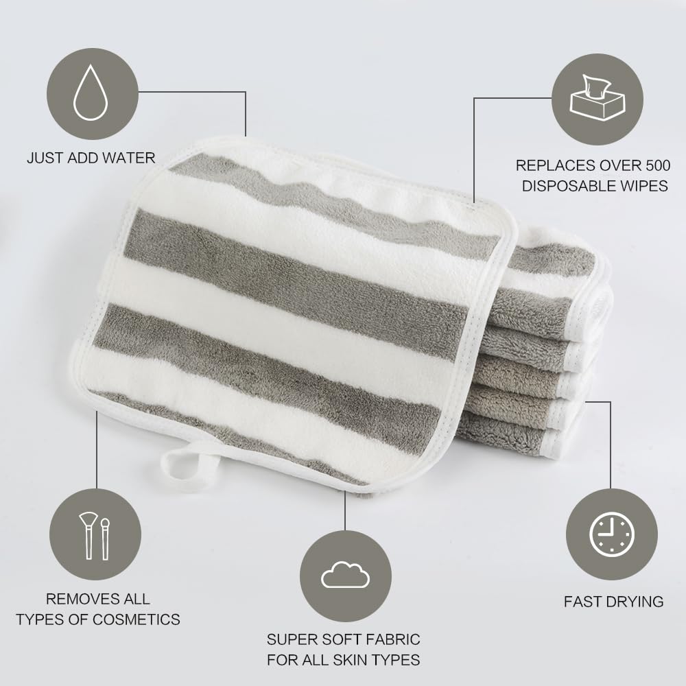 SINLAND Microfiber Facial Cloths Fast Drying Washcloth 8inch x 8inch Absorbent Face Wash Cloth Soft Makeup Remover Cloths