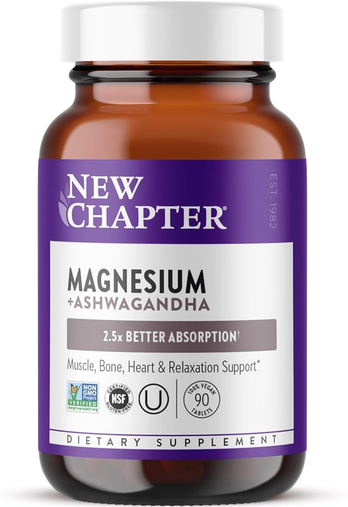 New Chapter Magnesium + Ashwagandha Supplement, 325 mg 2.5x Absorption, 90 ct (3 Month