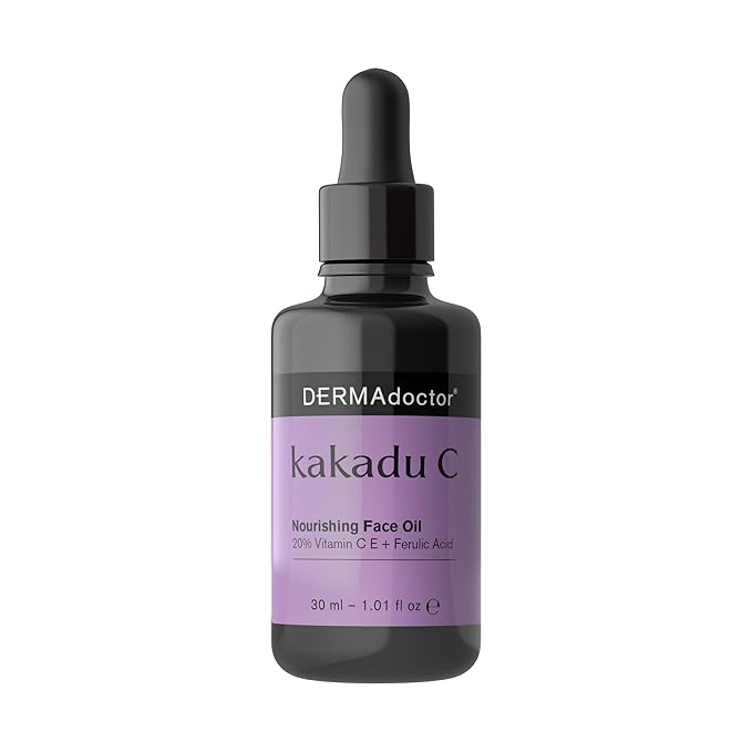 DERMAdoctor 20% Vitamin C Face Oil with Vitamin E & Ferulic Acid | Kakadu C High-Potency Evening Oil, Anti-Aging, Brightening & Hydrating Glow | For All Skin Types – 1.01 fl oz