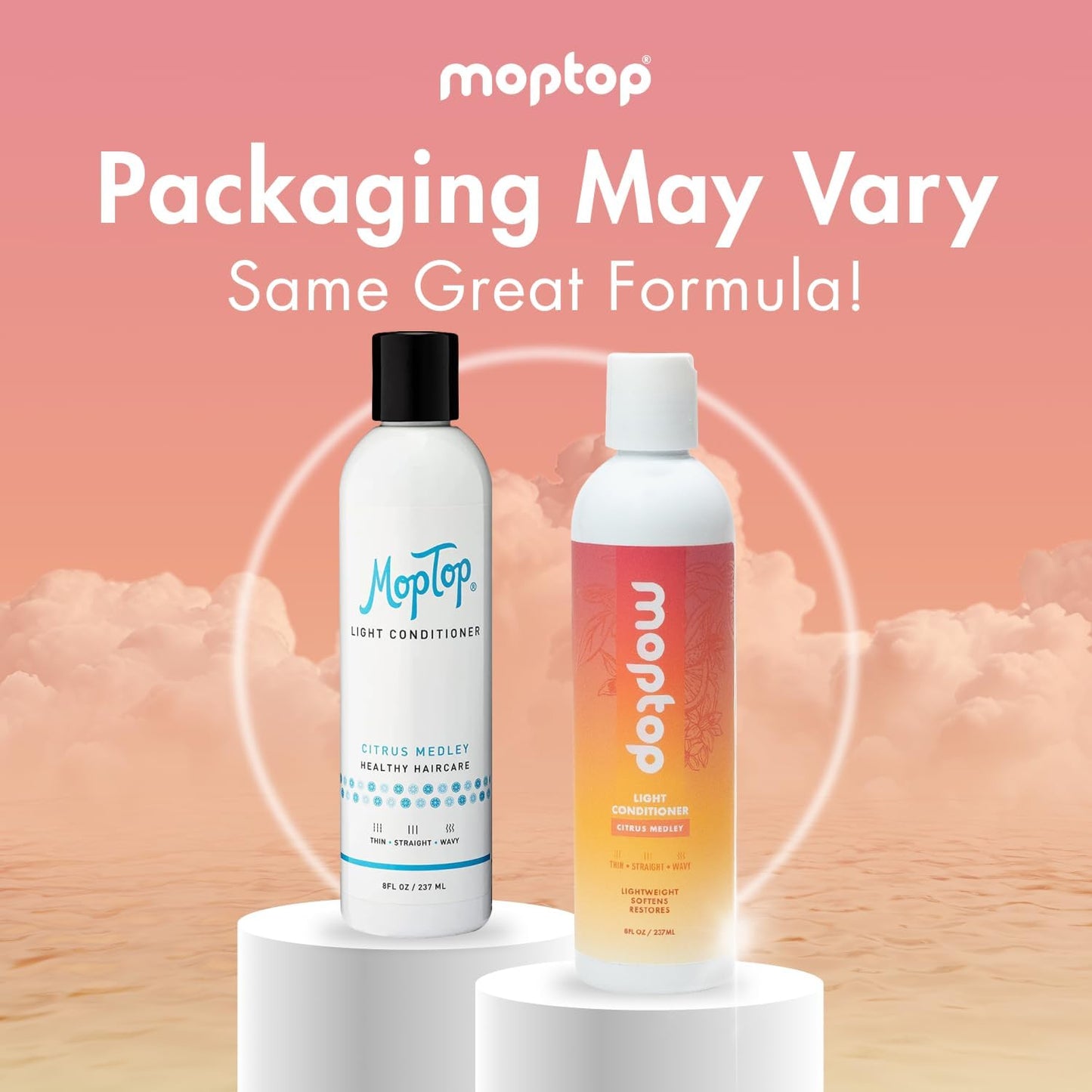 MopTop Light Conditioner – Lightweight Hair Moisturizer to Enhance Moisture & Reduce Frizz, Sulfate & Paraben Free Hair Care for All Hair Types – Thin, Straight, Wavy, Curly (Citrus Medley, 2pk)