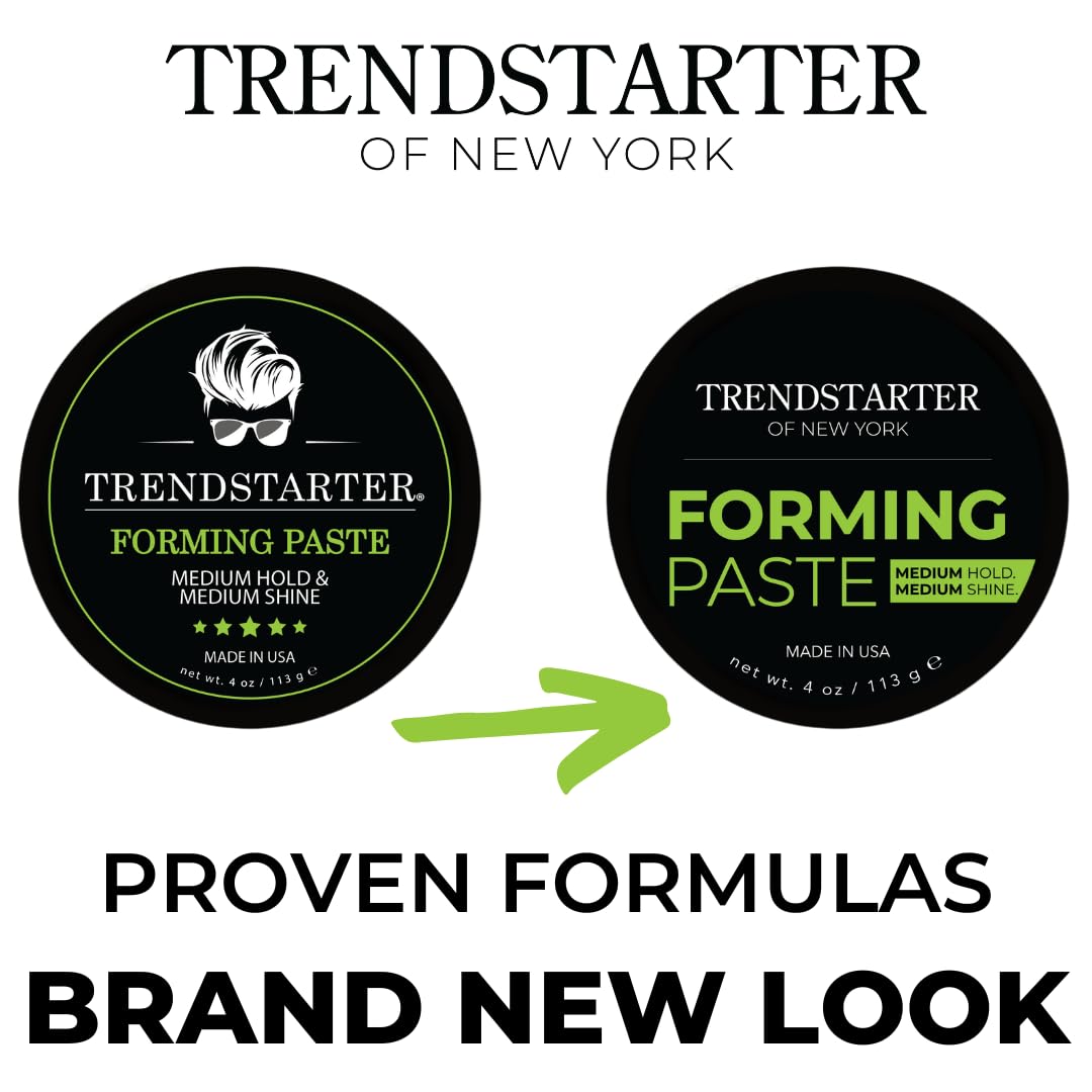 TRENDSTARTER - FORMING PASTE (4oz) (PACK OF 2) - Medium Hold - Medium Shine - Lightweight Water-Based Hair Pomade Cream - Flake-Free Hair Paste for All Hair Types