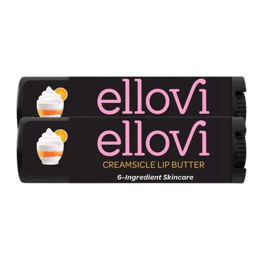 Ellovi Natural Lip Butter Lip Balm - Creamsicle - Pure Enough to Eat - Made With Just 6 Vegan Ingredients - 100% Natural & Organic Moisturizing Lip Care for All Day Hydration (2-Pack)