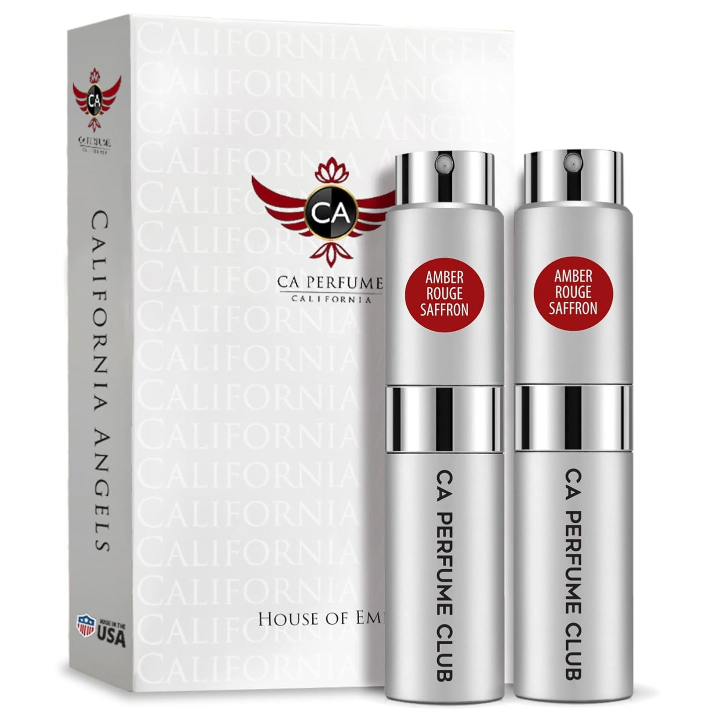 CA Perfume Amber Rouge Saffron For Women, Men Refillable Atomizer Spray 0.27 Fl Oz-X2