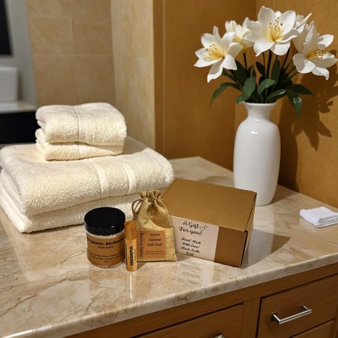 Luxurious Self Care Package for Women: Epsom Salt Bath Salts Gift Set with Oatmeal Bath Soak, Essential Oil Roller Perfect Relaxing Gifts for Women, Ideal at-Home Spa Gift Baskets!