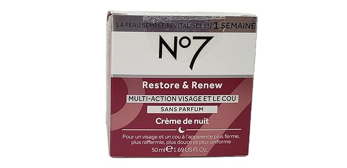 No. 7 No Restore and Renew Face Neck Multi Action Fragrance Free Cream - Day Night Bundle 1.69 fl oz Each by SPF 30 in 2 Pack (1.69 Ounce) jt56191