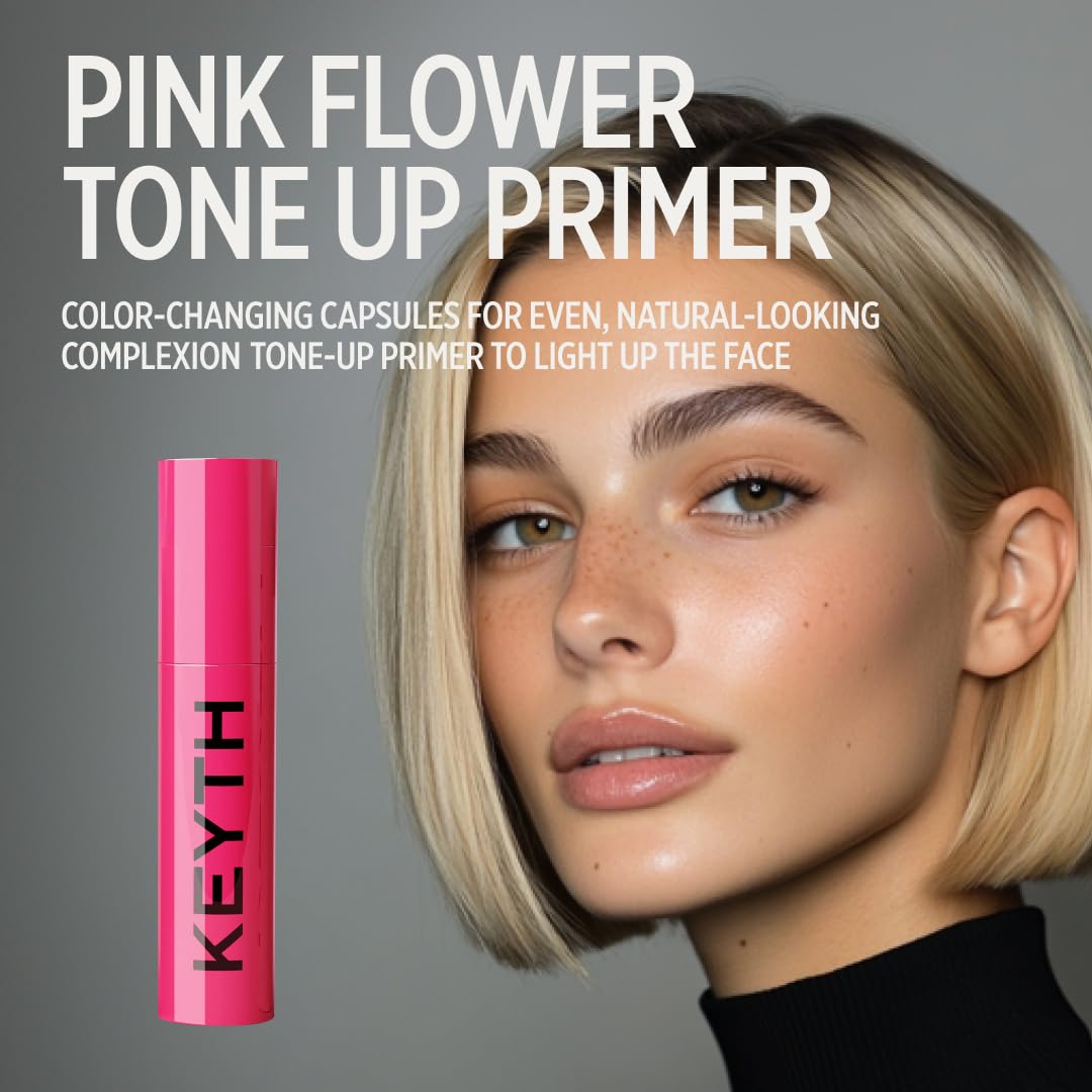 KEYTH PINK FLOWER TONE UP PRIMER (20ML, 0.67 FL.OZ.) / Color-changing Capsules, Tone Care, Luminous&Radiant Finish, Skin Conditioning, Blemish Cover, Enhancing makeup