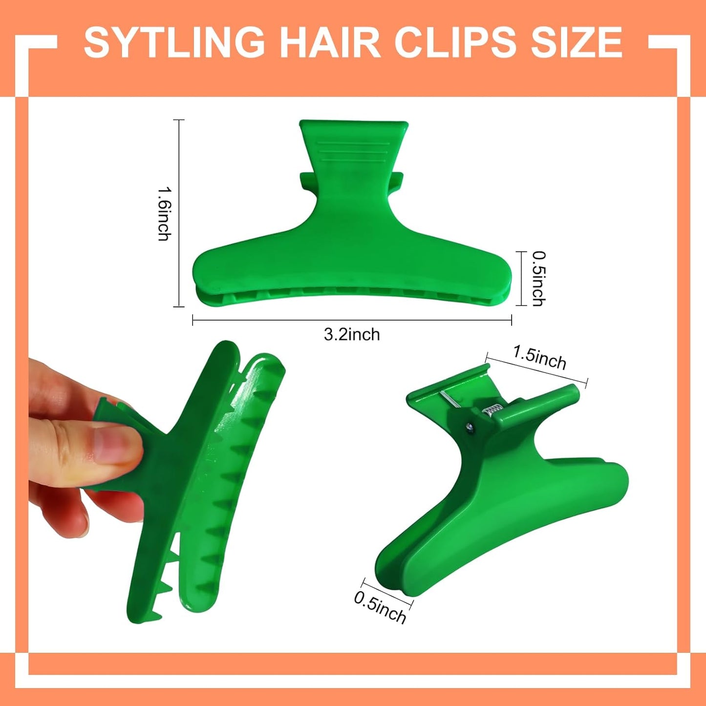 Ondder Green Butterfly Hair Clips for Styling Sectioning Pro Salon Butterfly Plastic Claw Clips Hair Styling Clip Barber Clips for Cutting, Coloring Hair, Hair Accessories for Women Girls
