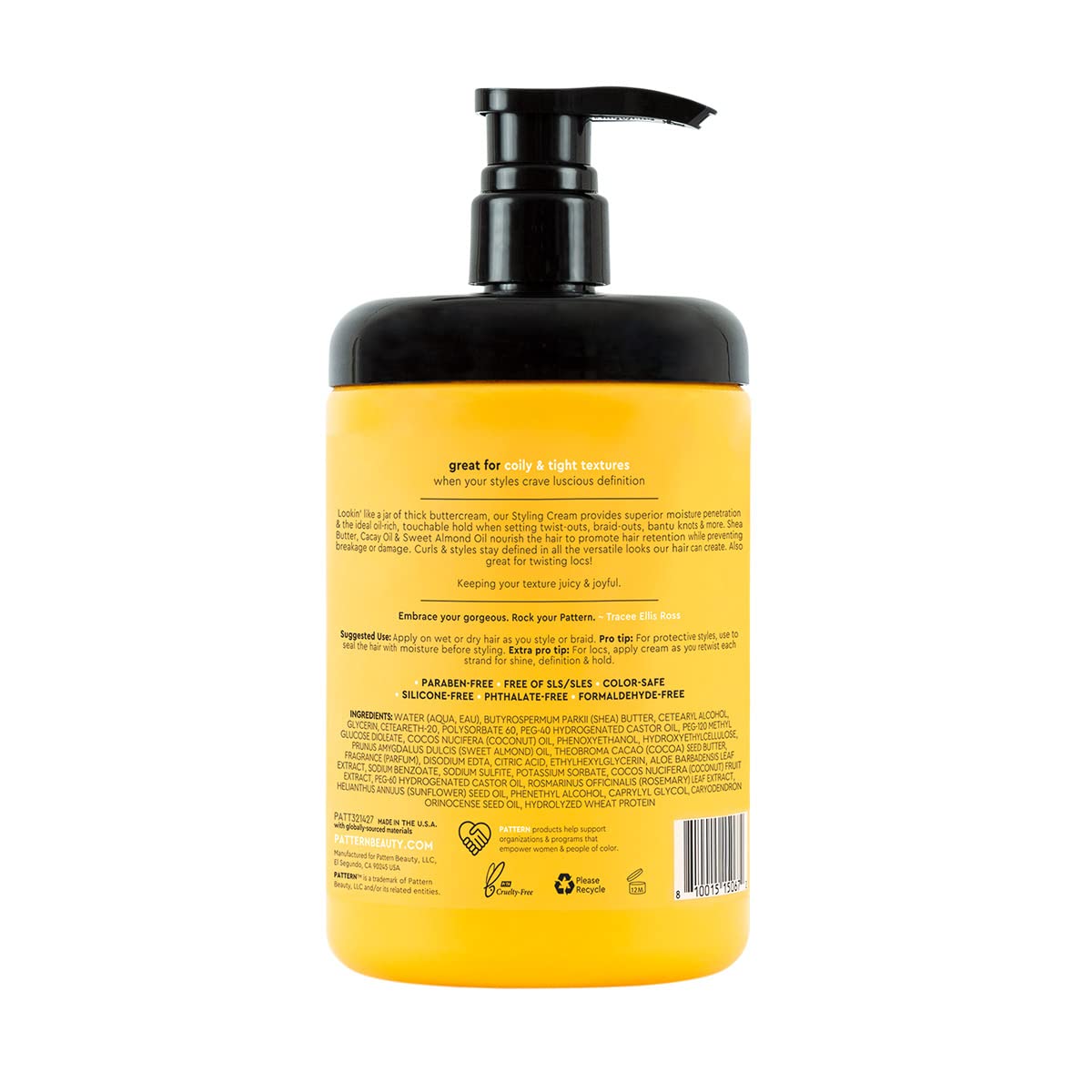 PATTERN Beauty by Tracee Ellis Ross Styling Cream - Hold & Definition for Curly Hair 3b-4c, 25 fl oz
