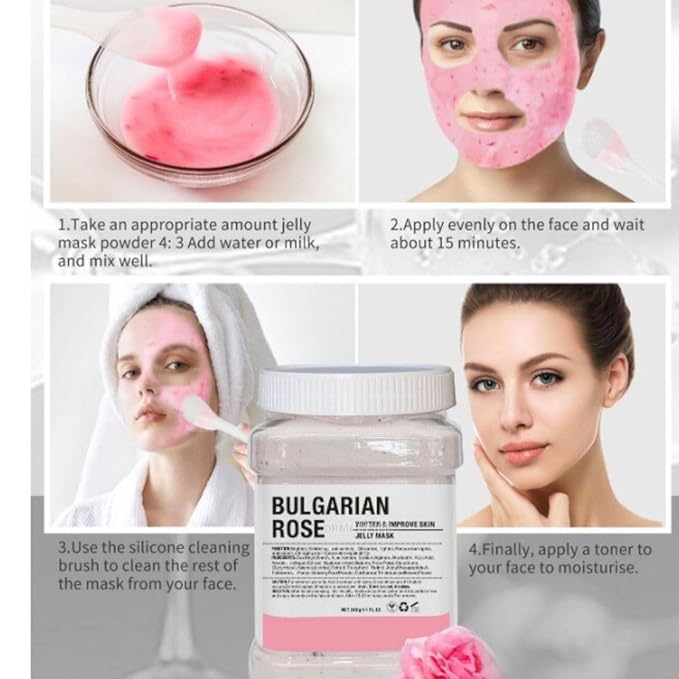 Luxury Rose Facial Mask, Anti-Acne Skin Rejuvenation Mask for Oily and Combination Skin, Jelly mask for professionals, hydrojelly masks, Jelly Face Mask(Rose)