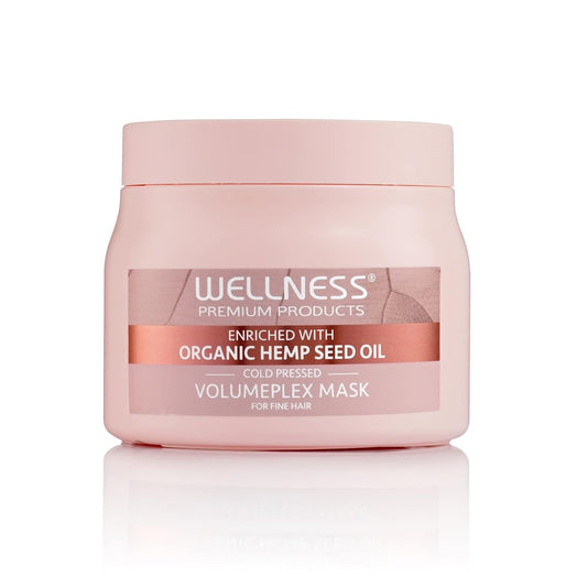 Wellness Premium Products Volumeplex Hair Mask, Volumizing Treatment For Fine Hair, Organic Hemp Seed Oil, 4 (10ml) Ampoules and 500ml Mask Treatment