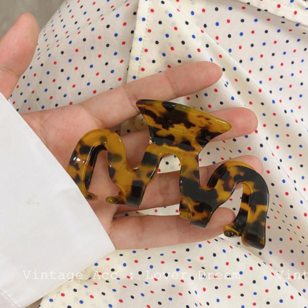 Hair Claw Clips Cutout Tortoise Shell Celluloid Hair Jaw Clips Large Hair Catch Clamps Barrettes Headwear Accessories for Women Ladies (2 Pack)