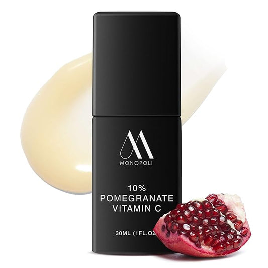 Monopoli Skin Pomegranate 10% Vitamin C Facial Serum | Boost Skin Hydration & Vitality | Fermented Pomegranate for Deep Penetration | Great for Women and Teens | Single 30ml