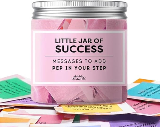 Success Jar filled with Uplifting Positive Message Quote Cards, Keepsake Gift for Girls, Women, Affirmation Cards for Encouragement and Motivation with Unique Gift Box