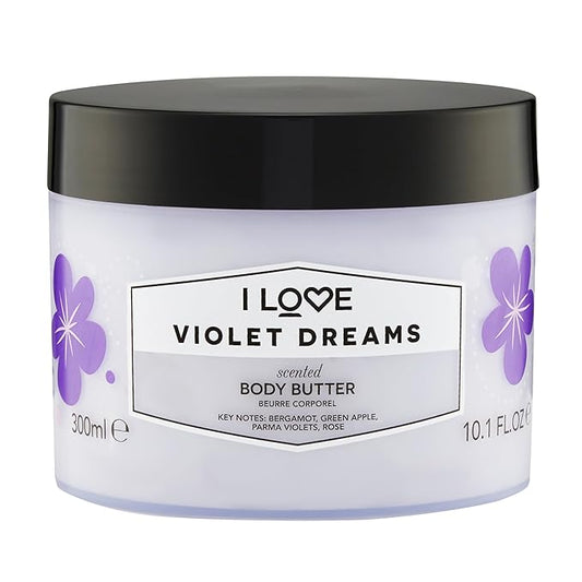 I Love Violet Dreams Scented Body Butter - Hydrating Body Butter for Dry Skin - Vitamin E and Aloe Vera - Shea Butter and Coconut Oil - 10.1 oz
