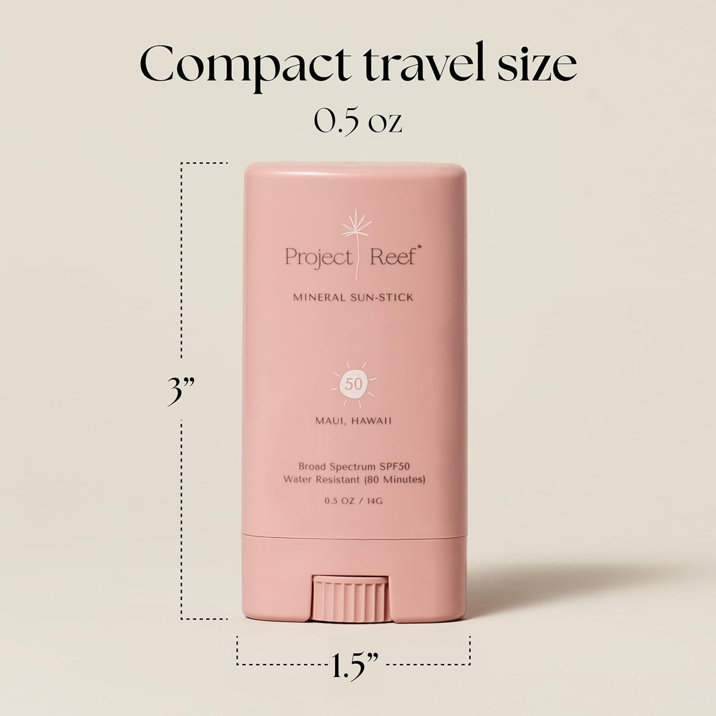 Project Reef SPF 50 Mineral Sunscreen Stick – Compact SPF Stick, Hawaii Reef Act 104 Compliant, Vegan, Ocean-Friendly, Water-Resistant, 0.5 oz