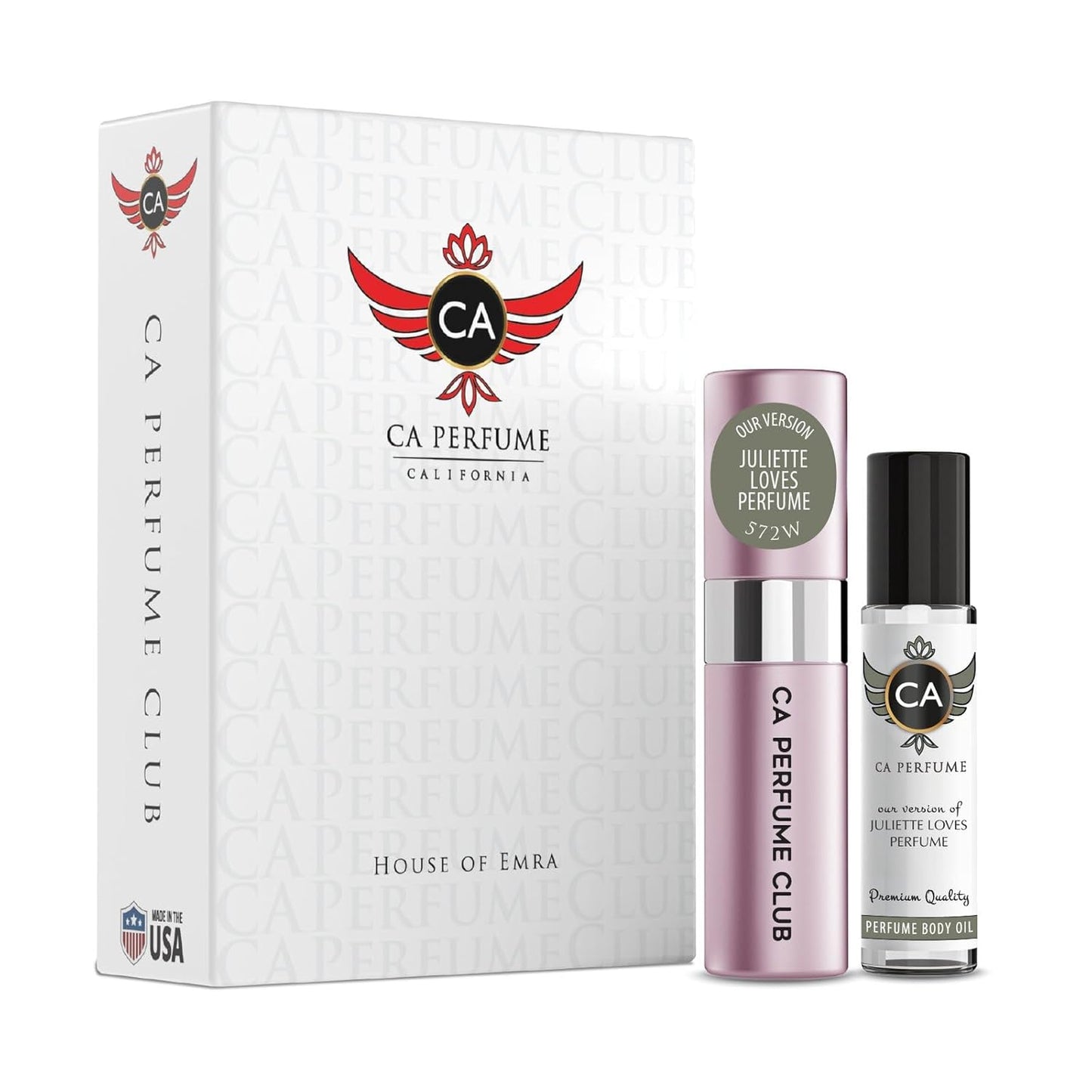 CA Perfume Duo Impression of Juliette Loves Perfume For Women Perfume Layering Set Long Lasting Travel Size EDP + Body Oil Roll-On Bottle 0.27 Fl Oz+0.33 Fl Oz