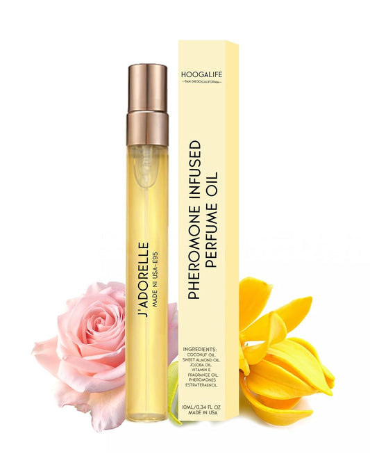 HoogaLife Pheromones Perfumes for Women, Inspired by D/ior's J'-Adore, Floral-Golden Elegance with Ylang-Ylang, Damascus Rose, Pear, Travel Size Perfume Oil, 0.34fl.oz/10ml, Made in USA - J'ADORELLE
