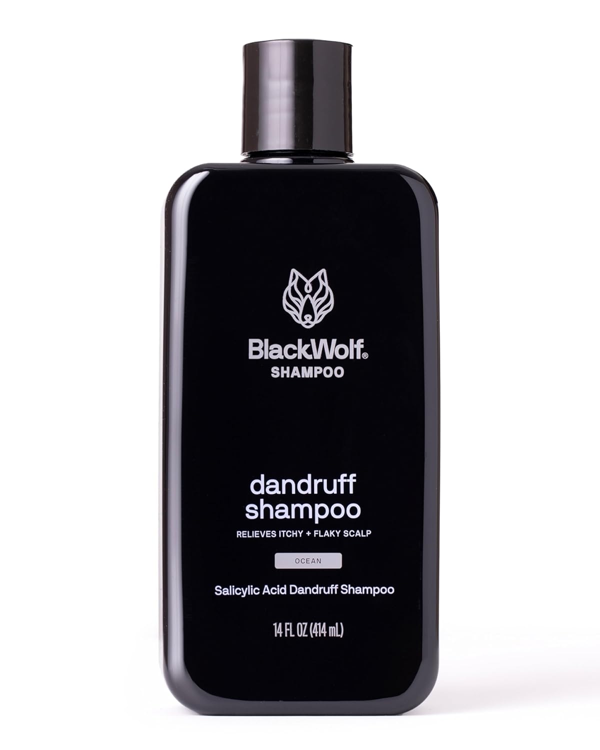 Black Wolf Anti-Dandruff Shampoo - Advanced Dandruff-Fighting & Itch Relief Formula with Salicylic Acid, Removes Buildup & Flakes - for Itchy Scalp - Thick & Rich Lather Cleanses Scalp - 14 oz