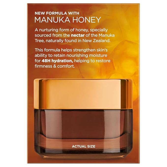 L'Oreal Paris Skincare Age Perfect Hydra Nutrition Ultra Nourishing Honey Night Balm, Face Moisturizer to Comfort, Improve Resilience on Dry Skin, Manuka Honey and Nurturing Oils, 1.7 oz.